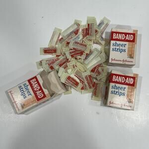 Band-Aid Vintage Sheer Strips ~3 boxes "100" Juniors in Paper Box Bandaids
